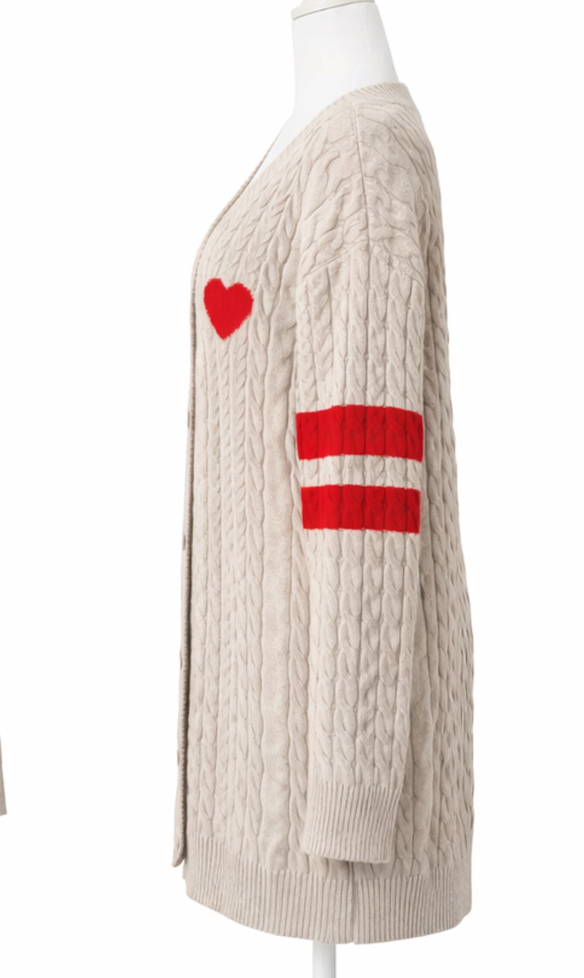 Women’s Cable-Knit Cardigan with Heart Detail