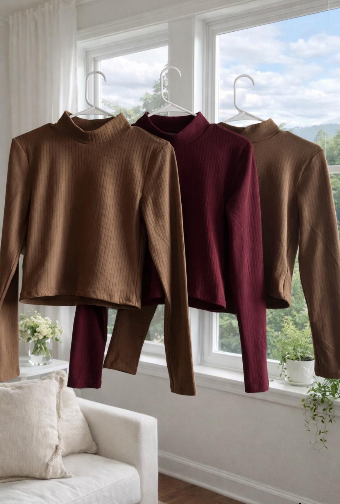 Ribbed Long Sleeve Crop Top for Women