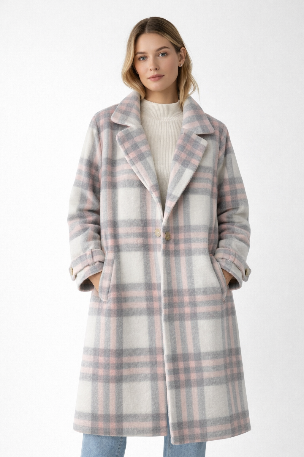 Classic Women’s Plaid Coat (Size M)
