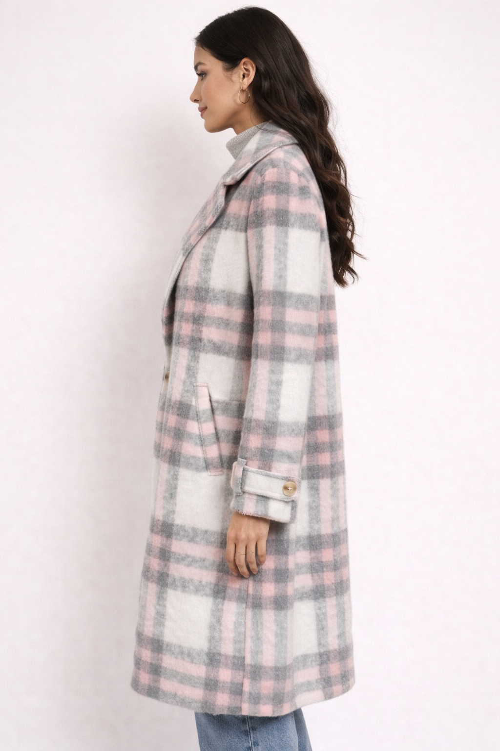 Classic Women’s Plaid Coat (Size M)