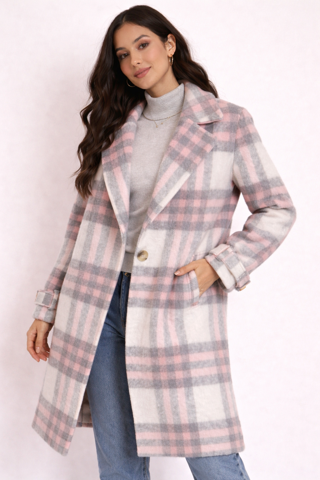 Classic Women’s Plaid Coat (Size M)