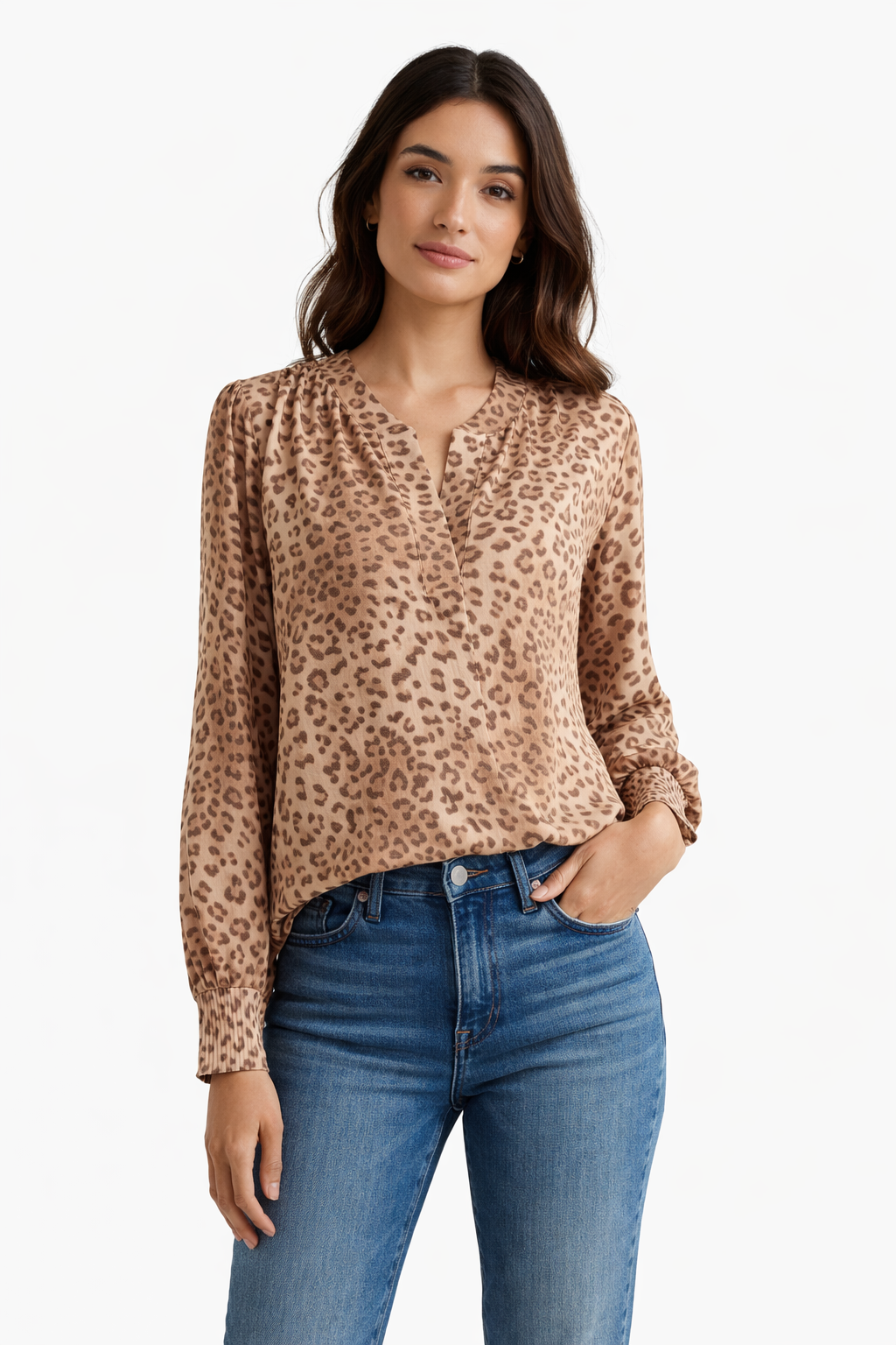 Leopard Print Long Sleeve Blouse