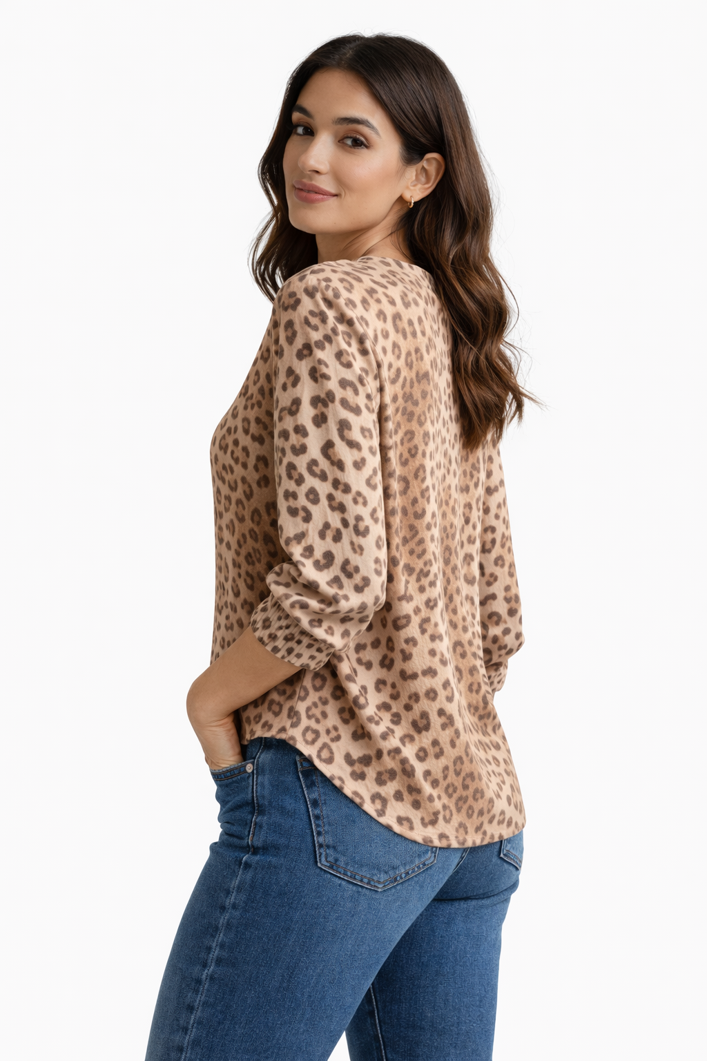 Leopard Print Long Sleeve Blouse