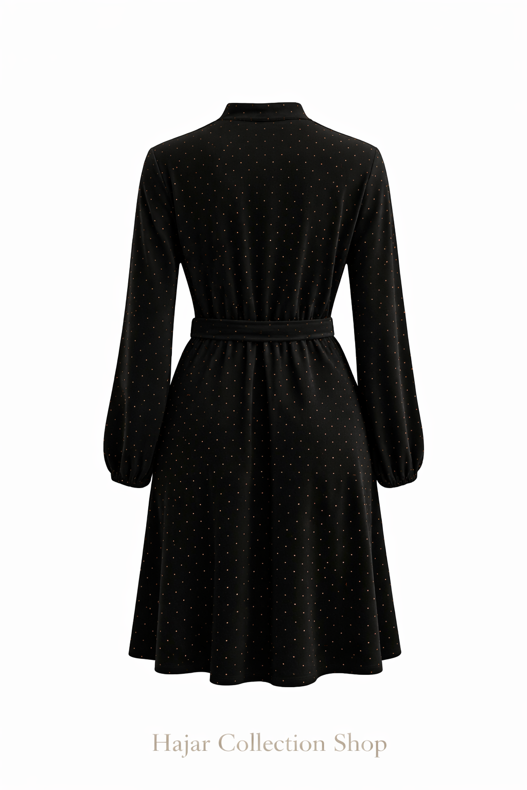 Black Mini Dress with Gold Dots