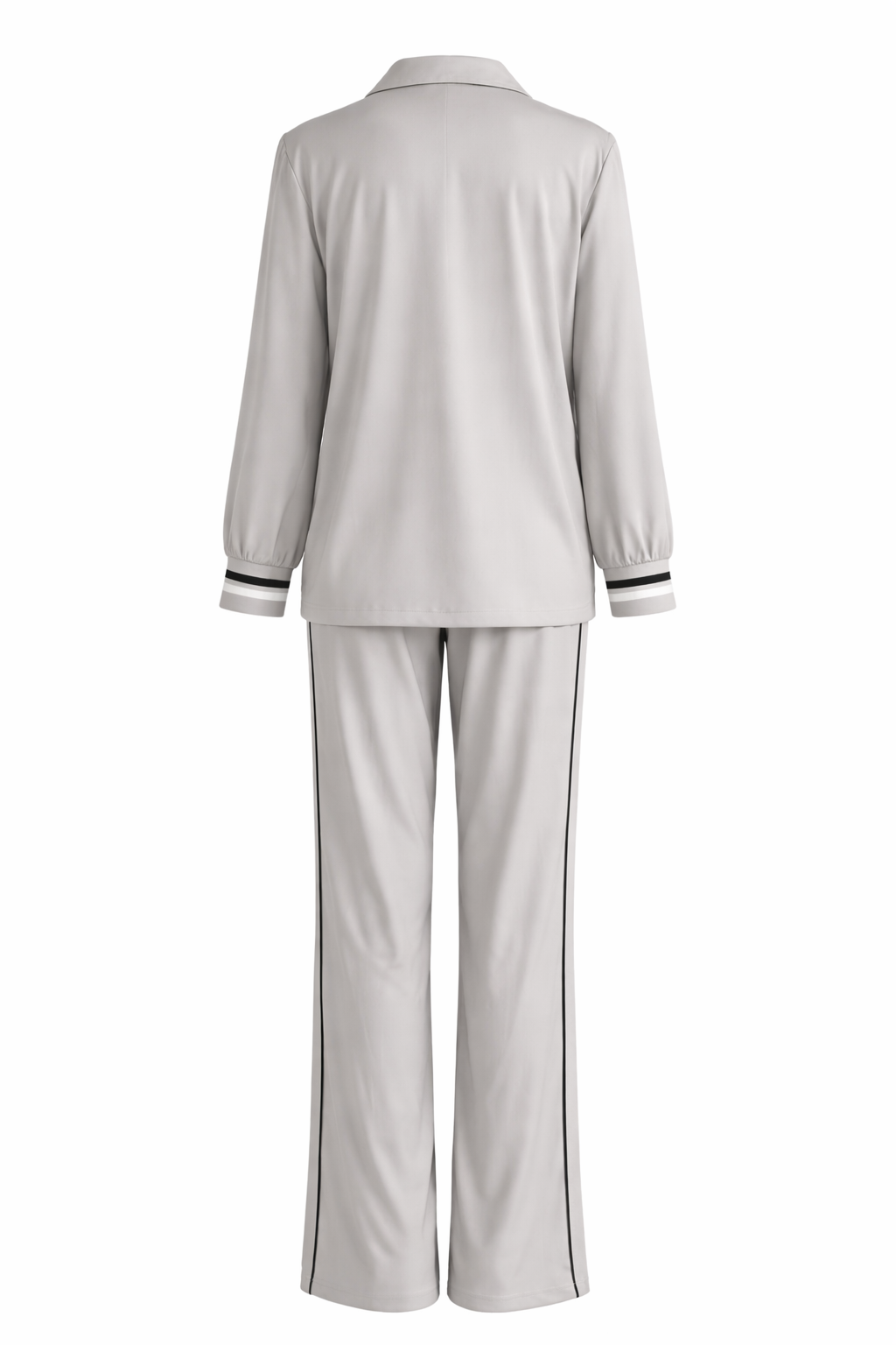 Women’s Grey Two-Piece Blazer Set with Stripe Detail